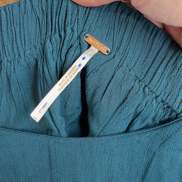 Free People Gia Two Piece Pants Set Strapless Top Teal Large NWOT - Picture 8 of 8